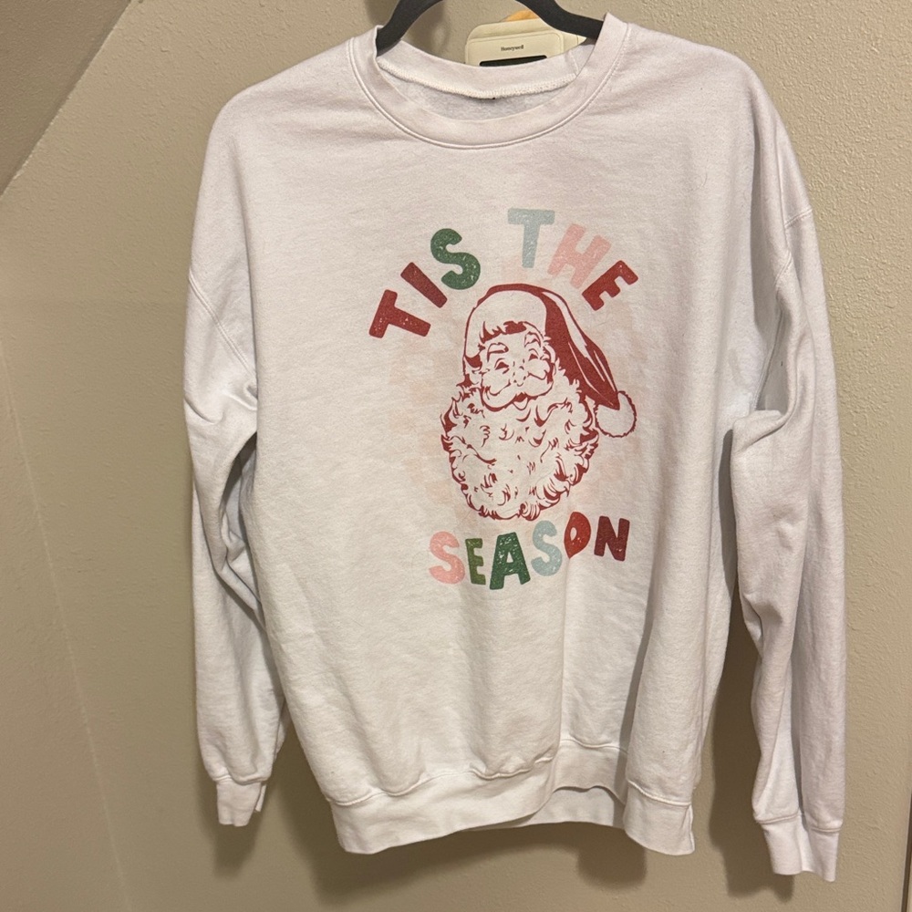 White Holiday Sweater with Santa Design